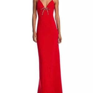 Cinq a Sept Adele Bow Gown in Candy Apple Red